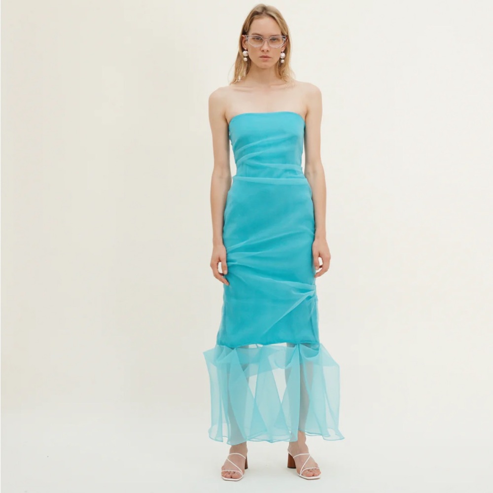 Rejina Pyo Strapless Organza Turquoise Dress